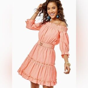 NWT Lilly Pulitzer Orange Mini Dress Size Small Louisa Off The Shoulder
